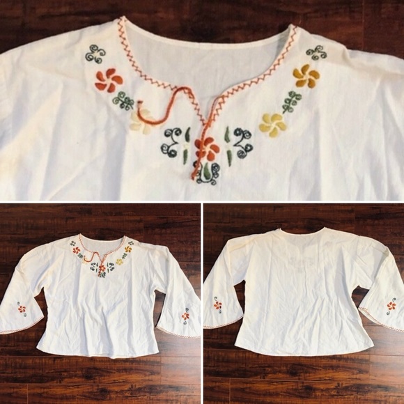 BoHo HIPPIE Embroidery Tunic Shirt Top - Picture 3 of 9